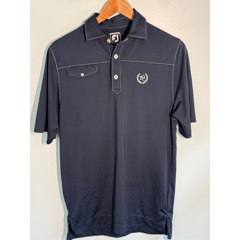 FootJoy Tacoma Country Golf Club Navy Blue Athletic Fit Polo Shirt Mens Small